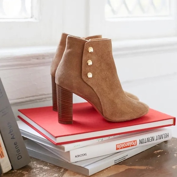 Sezane Shoes - SEZANE High Camille Boots Camel Gold Button Ankle